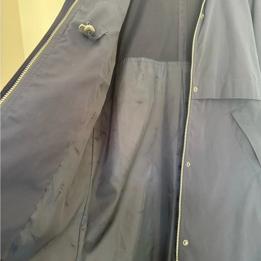 LL Bean Women's Navy Blue Long trench Coat - Picture 6 of 8